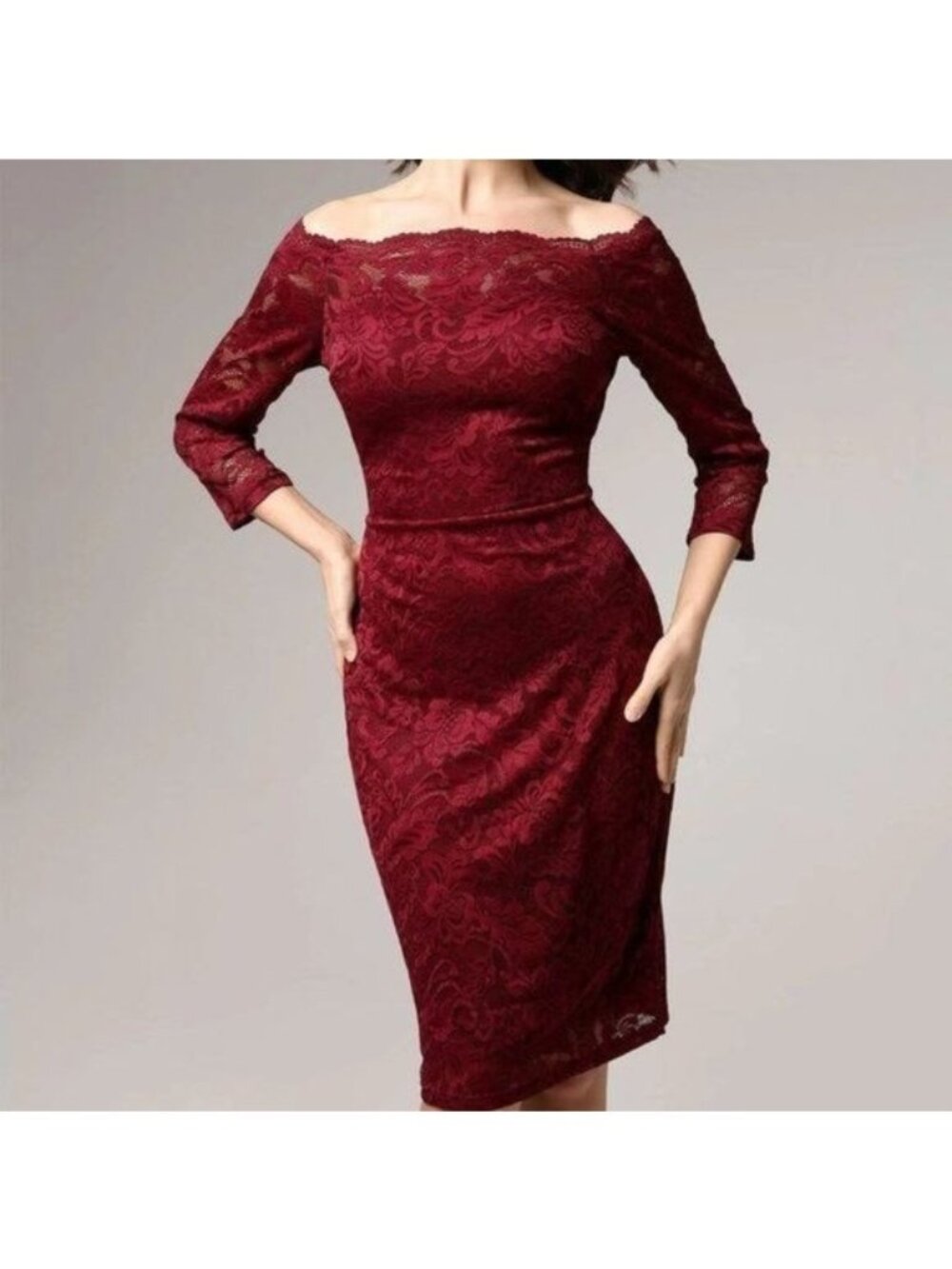 MIUSOL Off Shoulder Floral Lace Overlay Dress